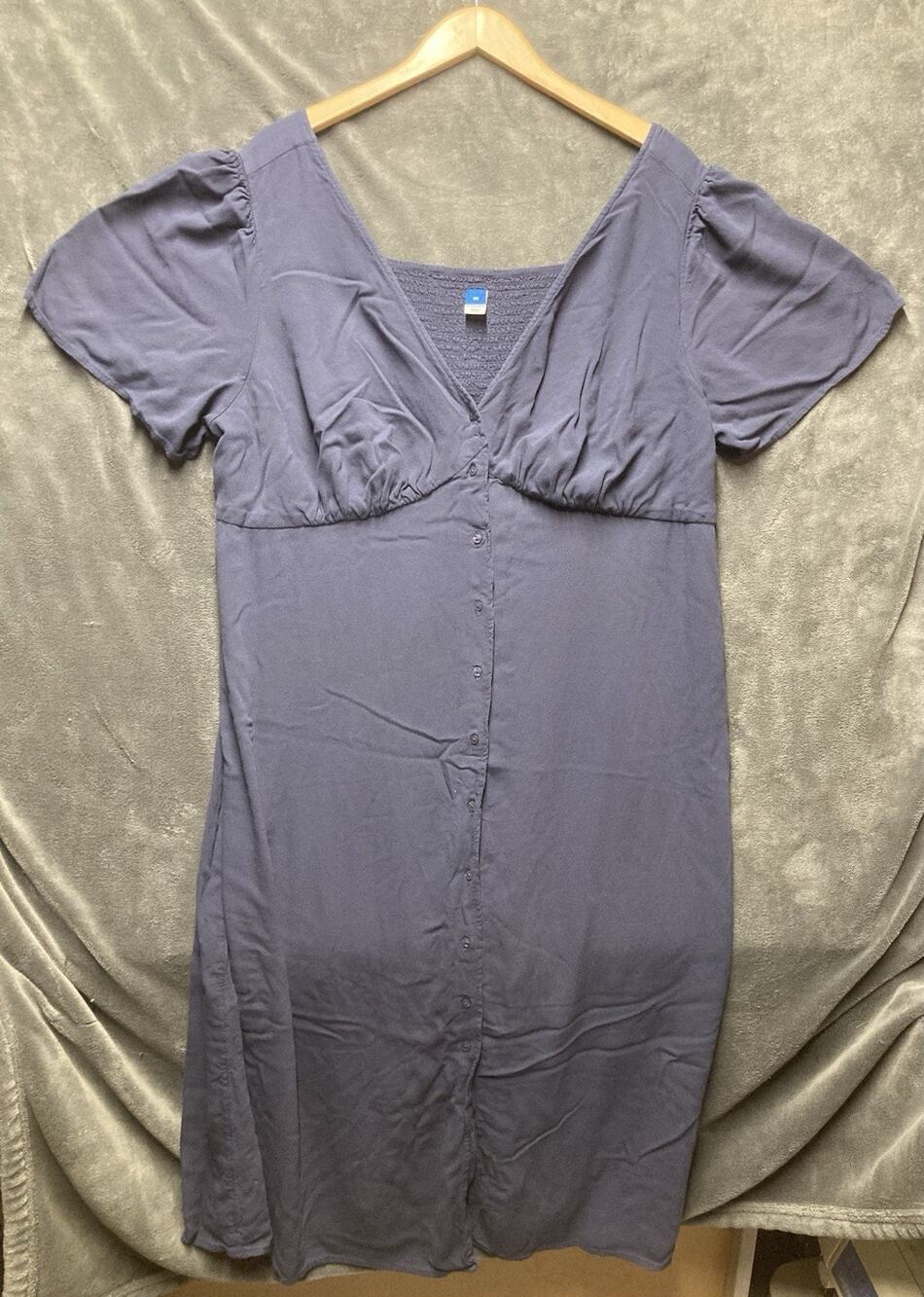 Old Navy Babydoll Dress Womens 2XL Midi Blue Cap Sleeve Cottagecore Smocked